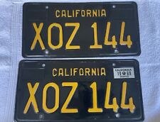 Vintage 1963 California Black Yellow License Plates Pair Set XOZ 144  DMV Clear picture