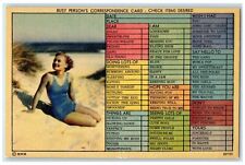 c1930's Pretty Woman At The Beach Checklist Correspondence Antique Postcard picture