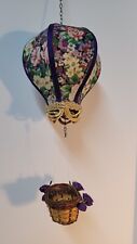Vtg 1983 Schlegel Hot Air Balloon A Tics Art Decor Flowers Purple Gold picture