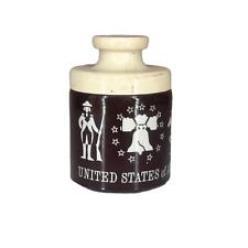 VINTAGE AMERICAN BISQUE Mister Mustard Bicentennial Glass Kitchen Jar picture