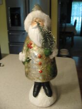 Vtg Ino Schaller Santa Claus with Tree Papier Mache Figurine -Hand Painted Holly picture