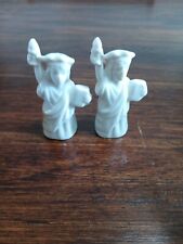 Two Small Statue Of Liberty Figurine Salt And Pepper Shaker Brand New White... picture