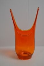 Vintage Viking Split Swung Vase Persimmon MCM Collectible Glass Orange picture