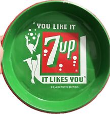 Vintage Metal 7UP Seven Up Soda Serving Tray 14” diam 1992 Dallas TX picture