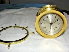 Vintage Seth Thomas 1008 HELMSMAN-W E537-001 Ships Wheel Brass Clock with KEY picture