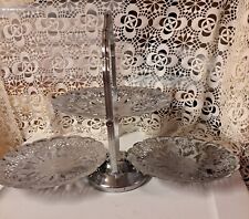 Vintage Clam Shell 3 Tier Folding Serving Tray Scalloped Edges picture