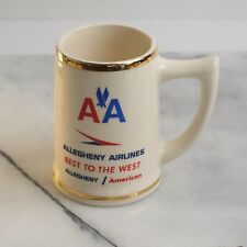 ALLEGHENY AIRLINES and AMERICAN AIRLINES Coffee Mug Vintage Ivory and Gold RARE picture