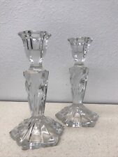 Vintage Crystal  glass candle holders Beautiful Pair Large Christmas picture