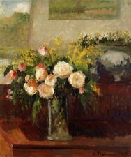Oil painting Roses-of-Nice-1902-Camille-Pissarro-oil-painting still life flowers picture