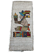 Vintage 70’s Latch Hook Rug Indian Wall Hanging Retro Native American MCM 42x19” picture