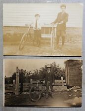 Lot of 2 RPPCs, Man and Boys with Bicycles, early 20th Cen picture