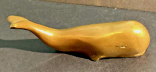 Vintage Solid Brass Whale Figurine Paperweight 3-1/2 inch Nautical Decor picture