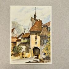 Vintage St-Ursanne Swiss Historical Gateway Watercolor Art Postcard by A. Rob picture