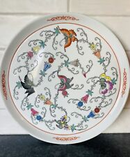 Asian Platter Porcelain Hand Painted Butterflies Floral Vintage picture