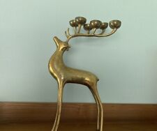 Beautiful Mid Century Brass Deer Candle Holder 16 Inches MCM picture