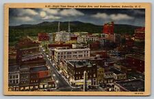 Night Time Scene Patton Avenue Vintage Postcard, Asheville, North Carolina picture