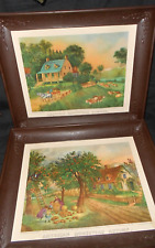 Lot of 2 Vintage Nu-Dell Corp Plastic Frames w/ Currier & Ives Cardboard Prints picture