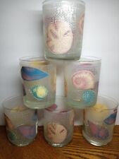 VINTAGE SEASHELL ROCK GLASSES BY CULVER SET OF 6 picture
