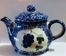 Vintage Country Grapes Ceramic Teapot 1980s Cottagecore Granny Splaterware picture