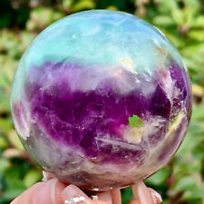 349G  Rare natural snowflake feather fluorite crystal ball therapeutic ball picture