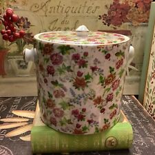 Formalities By Baum Bros~Floral Chintz~Biscuit Jar~Porcelain~Colorful~FREE SHIP~ picture