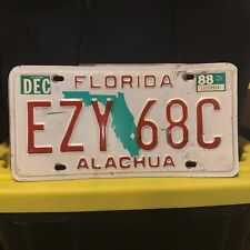 Florida Alachua License Plate EZY 68C USA Authentic December 1988 picture
