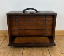 Vintage Wooden Collectors Engineers Tool Watch Makers Box Chest Cabinet 5 Drawer picture
