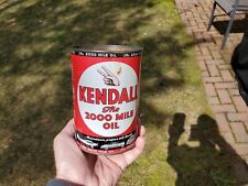 Kendall Motor Oil Can 1940s Clean Graphics Quart Steel Automobiles NO LID  picture