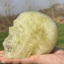 2.35LB Natural Citrine Skull Quartz Hand Carved Crystal Reiki Skull Healing Gift picture