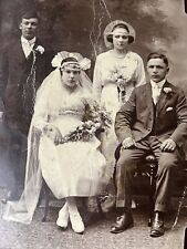 ANTIQUE WEDDING PHOTO BRIDE GROOM DRESS FLOWERS Bridesmaid Best Man Suit DRESSES picture