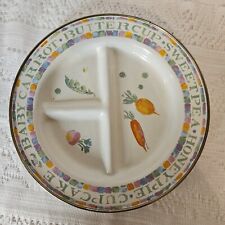 Vintage MacKenzie Childs Enamelware Divided Childs Dish Carrots, Peas picture