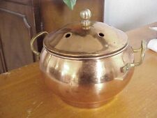 Vintage Copper Color Potpourri Warming Pot With Brass Handles And Lid picture