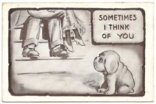 Puppy Comic Couple On Stairs Sometimes I Think of You 1910 Vintage Postcard picture