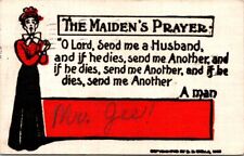 c1910 Funny Maiden's Prayer Looking for Husband Comic Vintage Postcard picture