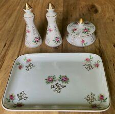 Vintage Irice Porcelain Dresser Set Handpainted Flowers READ picture