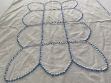 Vintage Cotton Baby Crib Blanket W/ Blue Chenille PomPoms 60”x39” Summer Weight picture