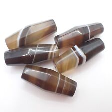 5 pcs big BANDED faceted Sulemani AGATE STONE trade beads Africa old estate picture