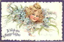 Easter Girl Flower Face  TUCK #1049 Frances Brundage SCARCE c1910 Postcard picture