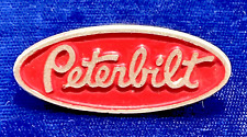 Vintage Peterbilt Truck Red Enameled Emblem Logo Oval Small Metal Pushback Pin picture
