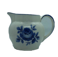 Vintage Czechoslovakian Creamer Pitcher Vase Blue Roses # 7484 Cottagecore Farm picture