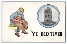 c1910's High Rock Tower Lynn MA, Ye Old Timer Man Repairing Shoes Postcard picture