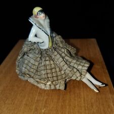 German Pincushion Doll Body & Legs Porcelain Flapper Art Deco Lady Silk Skirt picture