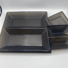Vintage Tupperware Smoke Black Get Together Serving Buffet Tray/ Dip  1385/1386 picture