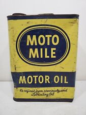 Antique MOTO MILE Two Gallon 2 Vintage Empty Metal Oil Can Advertising  picture