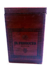 Vintage Wooden EL PRODUCTO QUEENS Cigar Box with Hinged Lid picture