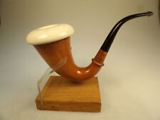 Austrian AB Made Block Turkish Meerschaum Cup Calabash Gourd Sherlock Style Pipe picture