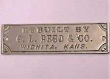 Antique Horse Buggy Carriage Metal Name Plate - Wichita Kansas - C.L. Reed & Co. picture