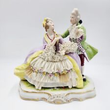 Antique Signed CARL THIEME Dresden Lace Potschappel Figurine Rococo Couple picture