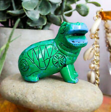 Turquoise Green Egyptian Goddess Taweret Hippo With Hieroglyphs Mini Figurine picture