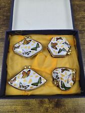 Vintage Miniature Trinket box set of 4 Oriental Floral pattern In Box picture